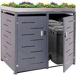 Decoshop26 Abri de poubelles extérieur conteneurs à ordures avec bac à pantes jusqu'à 4 bacs 125x140x102 cm en inox-métal 04_0005612