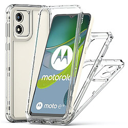 Htdmobiles Coque pour Motorola Moto E13 - housse etui silicone gel fine 360 integrale (avant et arriere) + verre trempe - TRANSPARENT