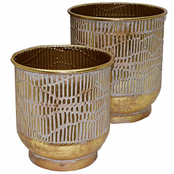 Cache-pot DKD Home Decor Doré Métal (2 pcs) (28 x 28 x 30 cm)