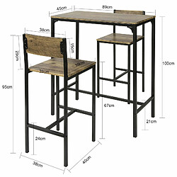 Avis SoBuy OGT03-XL Set de 1 Table de Bar + 2 Chaises