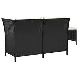 Acheter vidaXL Salon de jardin 3 pcs avec coussins Noir Résine tressée