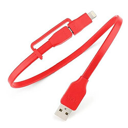 TYLT Câble de chargement a double connectique micro USB / appareils Apple - 30cm - Rouge