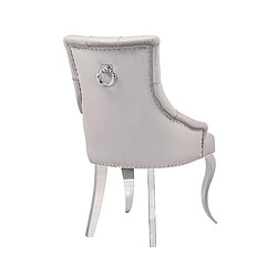 Vivenla Lot de 2 Chaises de salle à manger design capitonné revêtement en velours gris clair et piètement baroque en acier inoxydable argenté collection ANGELO pas cher