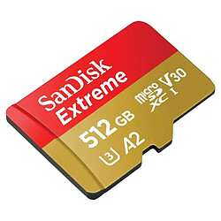 Carte mémoire microSDXC SanDisk Extreme 512 Go + adaptateur SD jusqu'à 160 Mo-s, avec la Classe de vitesse UHS 3 (U3), V30