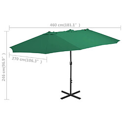 vidaXL Parasol d'extérieur et mât en aluminium 460 x 270 cm Vert pas cher