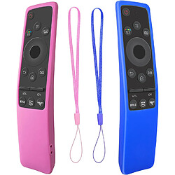 SANAG Lot De 2 Coques De Protection En Silicone Pour Telecommande Samsung Smart Tv Bn59 Series Antichocs Et Antiderapants(Bleu+ Rose)