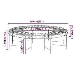 vidaXL Banc circulaire tour d'arbre Ø160 cm Noir Acier pas cher