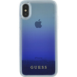 Guess Maroquinerie Coque rigide liquide bleue avec paillettes bleues Guess pour iPhone X/XS