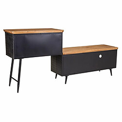 Buffet Alexandra House Living Marron Noir Gris Fer Rotin Bois d'épicéa 42 x 90 x 202 cm pas cher