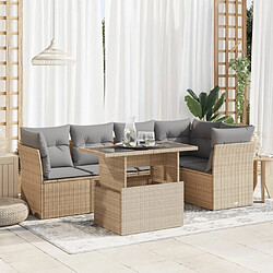 vidaXL Salon de jardin avec coussins 6 pcs beige résine tressée