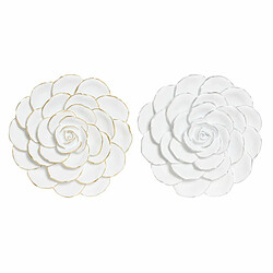 Décoration murale DKD Home Decor Fleur Résine (2 pcs) (32 x 8 x 32 cm)