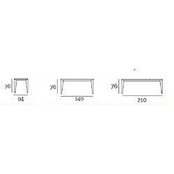 Inside 75 Table repas extensible TONNE 8 couverts 140/210x94cm pieds noirs plateau céramique blanc