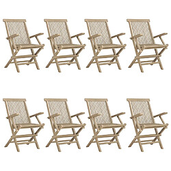 vidaXL Chaises de jardin pliantes lot de 8 gris 56x61x89 cm bois teck