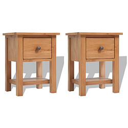 vidaXL Tables de chevet 2 pcs 36x30x47 cm bois de chêne massif