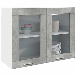 vidaXL Armoire en verre suspendue gris béton 80x31x60 cm