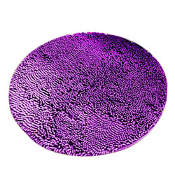 Tapis absorbant de tapis de salle de bains Shaggy anti-dérapant rond Dia. 100 cm Violet pas cher