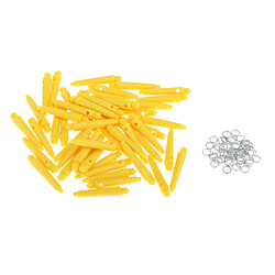 50x Arbres De Fléchettes 2BA Accessoires De Fléchettes Avec Anneaux De Protection 27 Mm Jaune