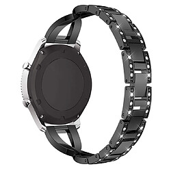 Wewoo Bracelet pour montre connectée Samsung GearS3 / Ticwatch Pro / HUAWEI GT Universel 22mm Diamant Métal noir