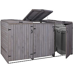 Avis Decoshop26 Abri de poubelles extérieur conteneurs à ordures jusqu'à 6 bacs 126x237,5x98 cm en bois certifié FSC gris anthracite 04_0005616