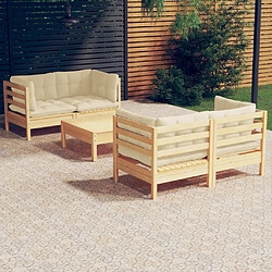 Maison Chic Salon de jardin 5 pcs + coussins - Mobilier/Meubles de jardin - Table et chaises d'extérieur crème Bois de pin -MN34071