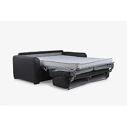 Vente-Unique Canapé 3 places convertible express en cuir noir matelas 14 cm BEVIS pas cher