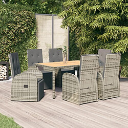 Maison Chic Mobilier à dîner 7 pcs de jardin avec coussins - Ensemble table et chaises d'extérieur - Salon/Mobilier de jardin classique gris rotin -MN65336