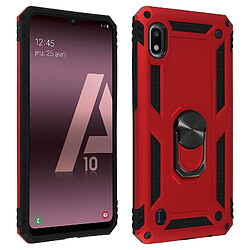 Avizar Coque Galaxy A10 Bi matière Rigide et Souple Bague Support Vidéo rouge