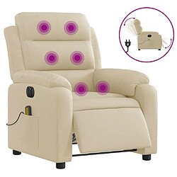 vidaXL Fauteuil inclinable de massage électrique crème tissu