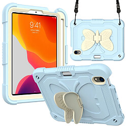 Coque en TPU + silicone avec béquille et bandoulière beige/glace bleue pour votre Apple iPad mini (2021)