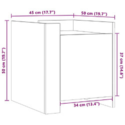 vidaXL Table de chevet chêne fumé 45x50x50 cm bois d'ingénierie pas cher