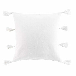 Paris Prix Coussin Déco à Pompons Tasselina 45x45cm Blanc