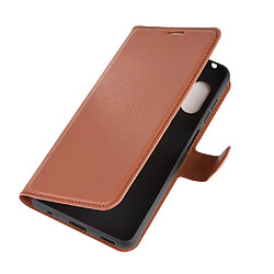 Etui en PU peau de litchi avec support marron pour votre Samsung Galaxy Xcover Pro