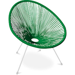 ICONIK INTERIOR Fauteuil Acapulco - Piétement Blanc - Nouvelle Édition Vert