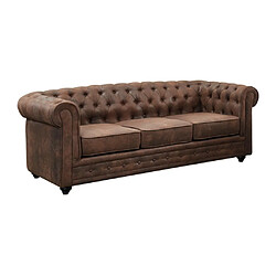 Acheter Vente-Unique Canapé 3 places et fauteuil CHESTERFIELD en microfibre aspect cuir vieilli