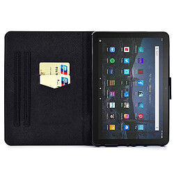 Etui en PU magnétique avec support et porte-cartes pour votre Amazon Fire HD 10 Plus (2021) - Chat et lion