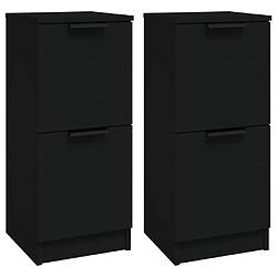 vidaXL Buffets 2 pcs noir 30x30x70 cm bois d'ingénierie