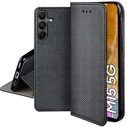 Htdmobiles Housse etui portefeuille avec coque interieure en silicone pour Samsung Galaxy M15 5G + verre trempe - NOIR MAGNET