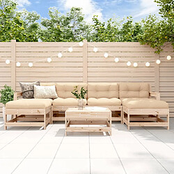 vidaXL Salon de jardin 7 pcs avec coussins bois massif