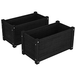 vidaXL Jardinières d'extérieur 2pcs Noir 60x31x31cm Bois de pin massif