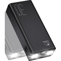 SANAG Batterie Externe 30000Mah Pd 22.5W Power Bank Charge Rapide Avec Lampe De Poche Led Et Gande Capacité Et 3 Sorties Et 2 Entrées-Noir