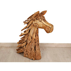 Sculpture Romimex Naturel bois de teck 35 x 90 x 25 cm Cheval