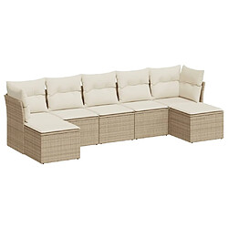 Maison Chic Salon de jardin avec coussins 7 pcs | Ensemble de Table et chaises | Mobilier d'Extérieur beige résine tressée -GKD89266