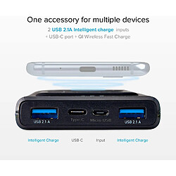 SANAG Powerbank Sans Fil Mince 10 000 Mah Pour Iphone, Samsung, Oppo Et Xiaomi, 2 Ports Usb-A, 1 Usb-C Et 1 Micro Usb, Utilisable En Avion, Câble De Charge Inclus