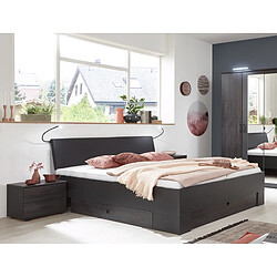 Avis Pegane Lit adulte double 160x200 cm Queen Size + 2 chevets coloris gris foncé - Longueur 169 x Profondeur 210 x Hauteur 96 cm