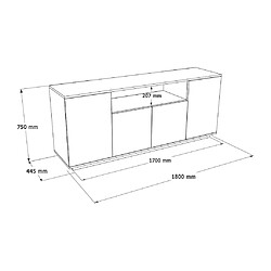 Acheter Vente-Unique Buffet avec 4 portes et 1 étagère - Anthracite et naturel - LOTULA