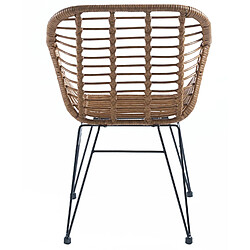 Acheter Pegane Lot de 2 fauteuils de jardin en imitation rotin coloris naturel, pieds en métal noir - Longueur 56 x profondeur 61 x hauteur 82 cm