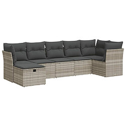 vidaXL Salon de jardin avec coussins 7 pcs gris clair résine tressée