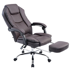 Decoshop26 Fauteuil de bureau ergonomique en synthétique marron avec repose-pieds et accoudoirs BUR10379