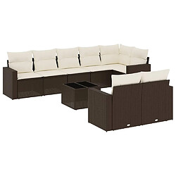 vidaXL Salon de jardin avec coussins 9 pcs marron résine tressée