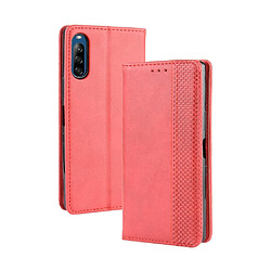 Etui en PU auto-absorbé rétro rouge pour votre Sony Xperia L4